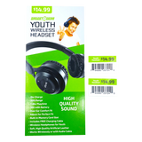 Wireless Headphones Youth with Aux Cable - 6 Pieces Per Retail Ready Display 23724 GADGET GEAR