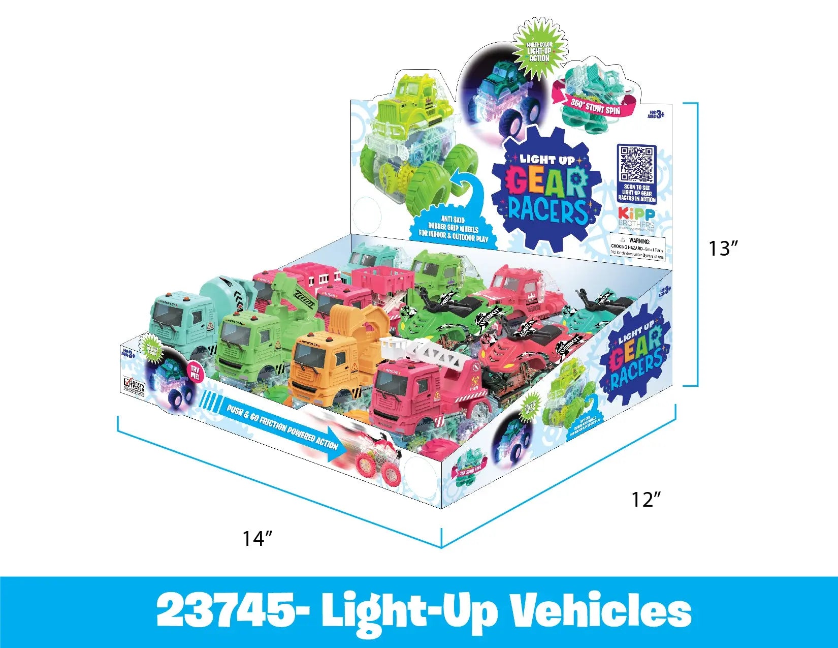 Friction Toy Car Light Up Assortment - 12 Pieces Per Display 23745 KIPP BROTHERS