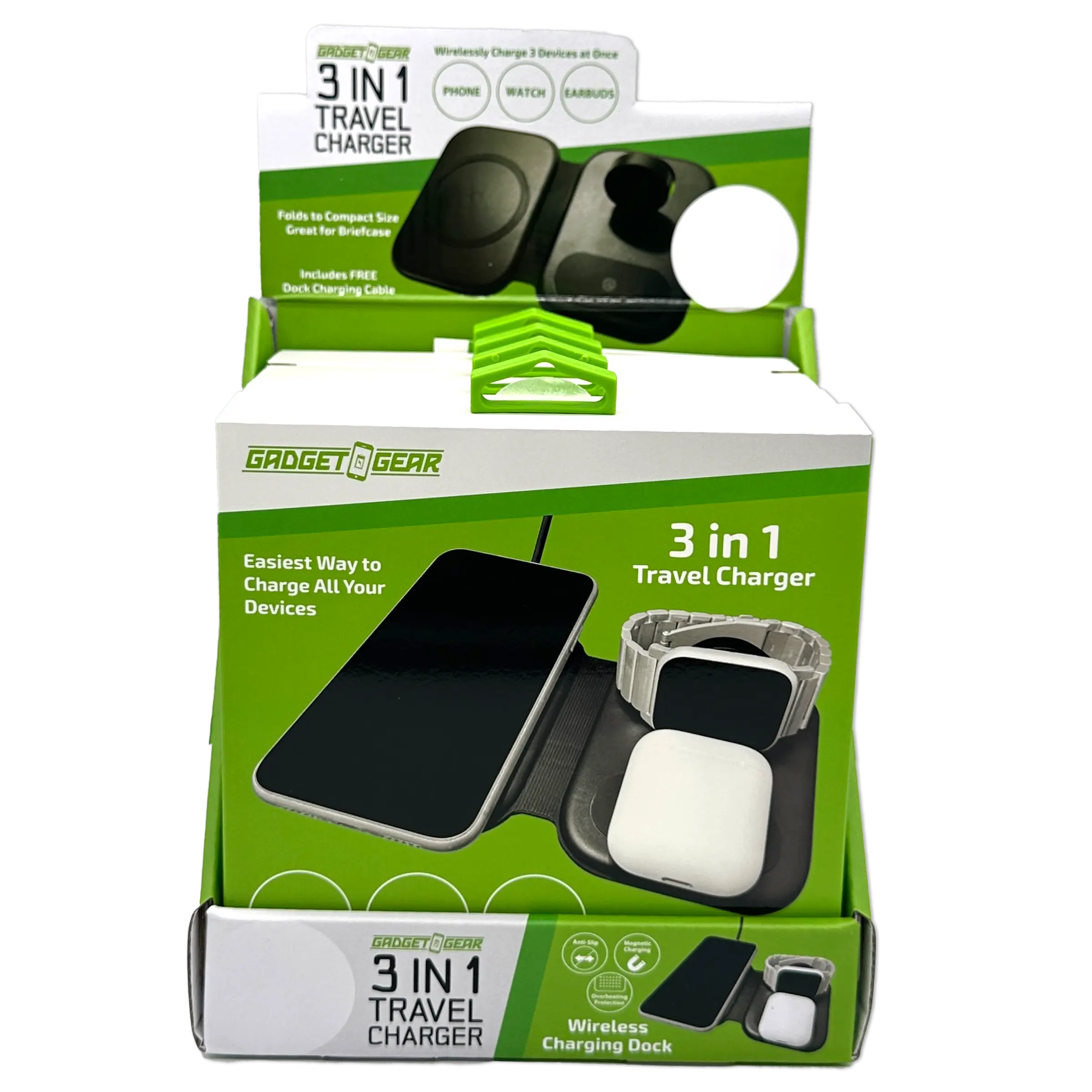 Wireless 3 in 1 Charging Travel Station - 4 Pieces Per Retail Ready Display 23754 GADGET GEAR