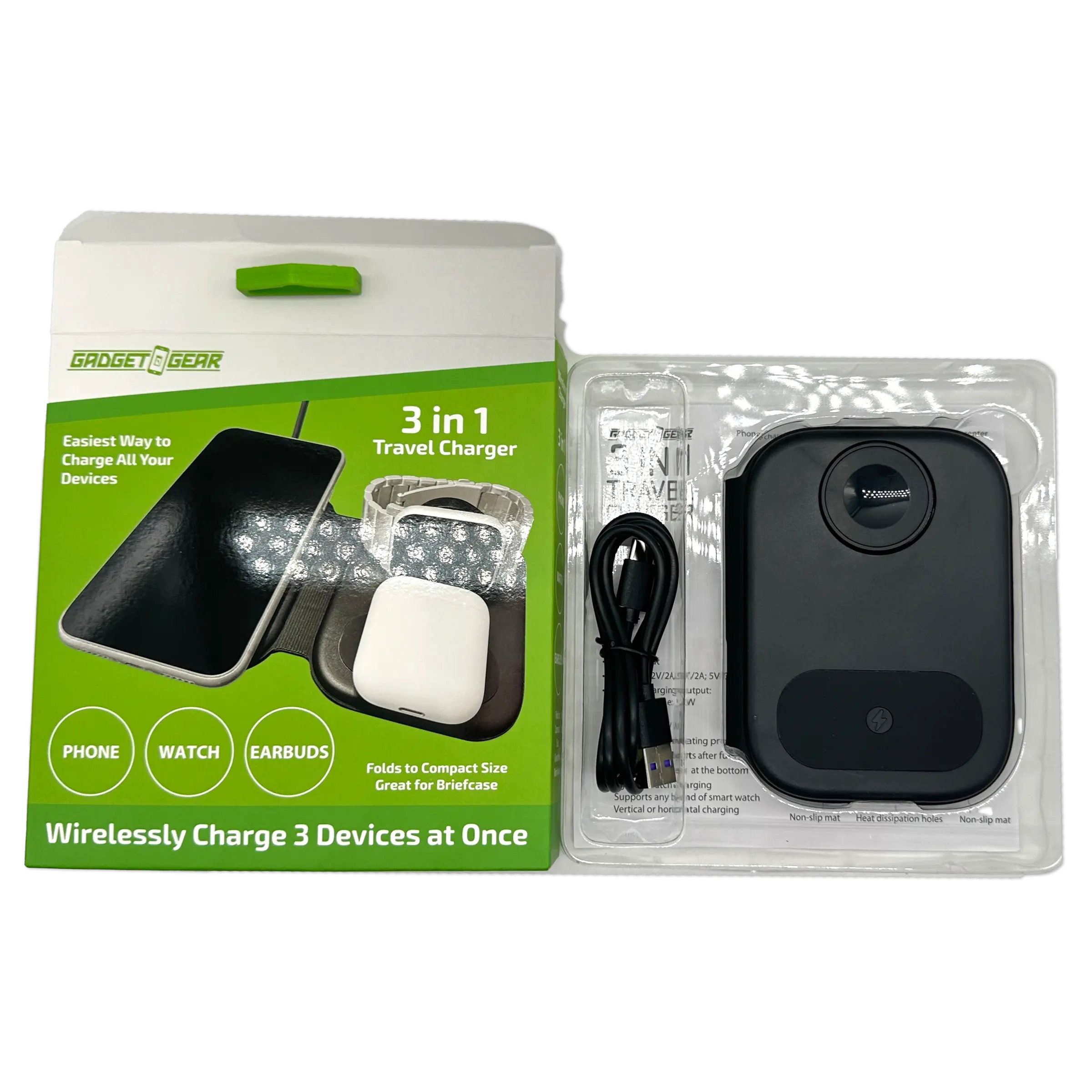 Wireless 3 in 1 Charging Travel Station - 4 Pieces Per Retail Ready Display 23754 GADGET GEAR
