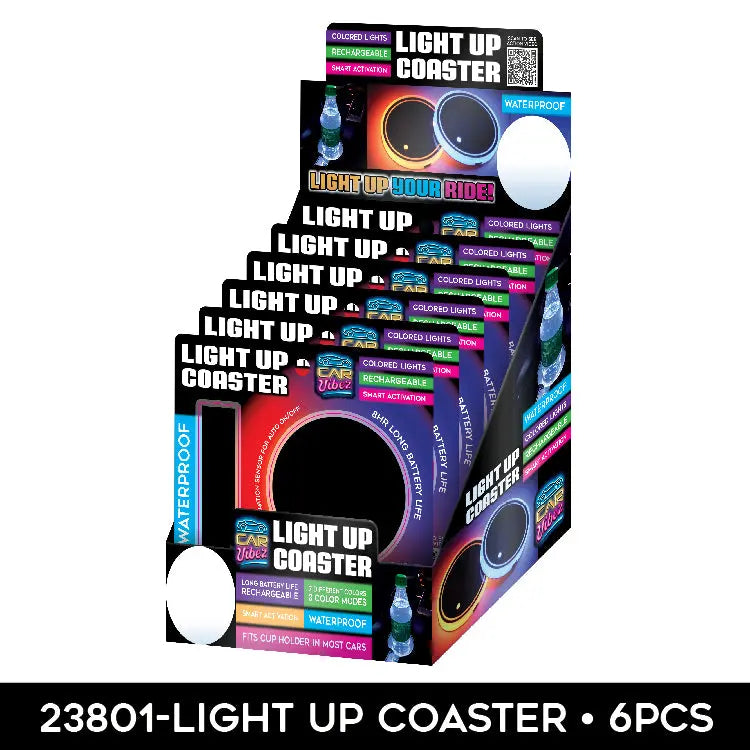 Mood Light LED Light-Up Coaster - 6 Pieces Per Retail Ready Display 23801 CAR VIBEZ