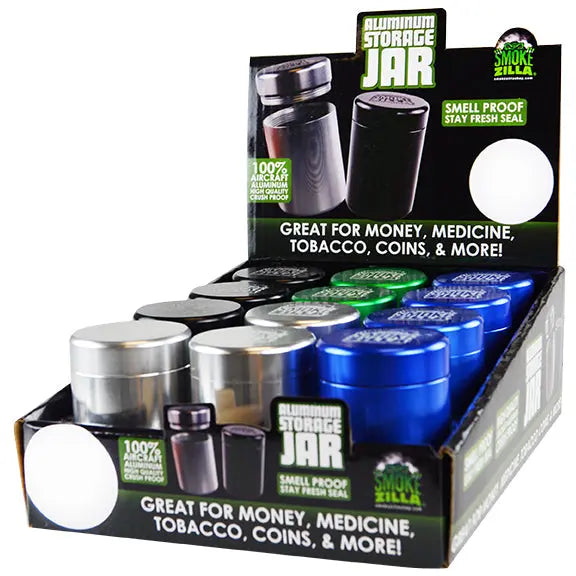 Smell Proof Metal Storage Jar - 12 Pieces Per Retail Ready Display 23864 SMOKEZILLA