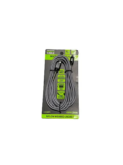 Charging Cable Indestructible Assortment 10FT 2.4 Amp - 6 Pieces Per Retail Ready Display 88294 GADGET GEAR