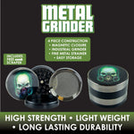 Metal 4 Piece Grinder with Magnetic Closure - 6 Pieces Per Retail Ready Display 23947 SMOKEZILLA