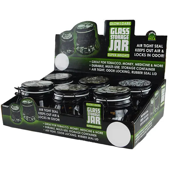 Glow in The Dark Glass Storage Jar - 6 Pieces Per Retail Ready Display 23960 SMOKEZILLA