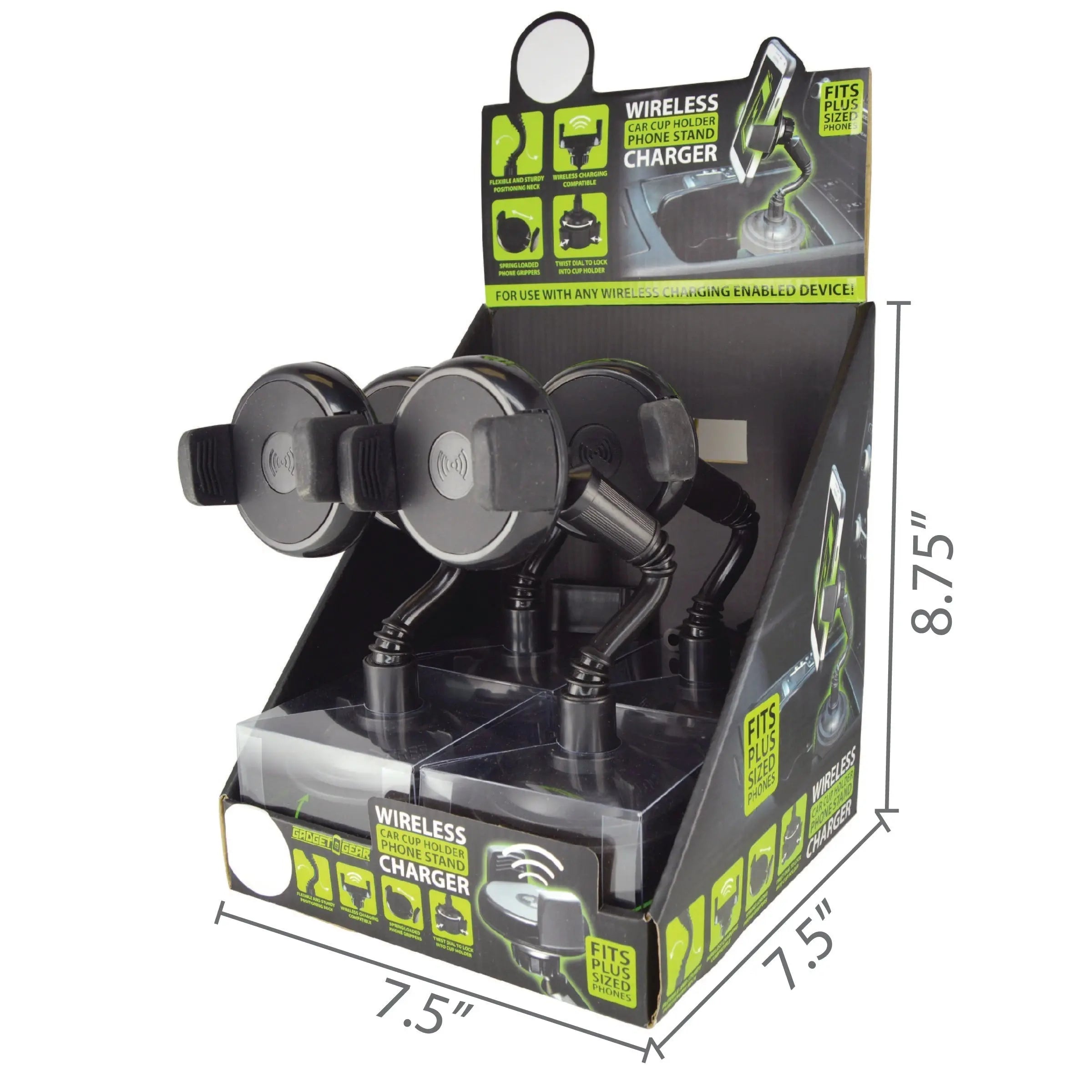 Wireless Charger with Cup Holder Mount - 4 Pieces Per Retail Ready Display 24112 GADGET GEAR