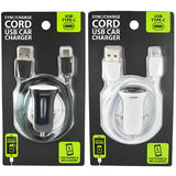 Car Charger USB Port with USB to USB-C Charging Cable Set - 2 Pieces Per Pack 24568 GADGET GEAR