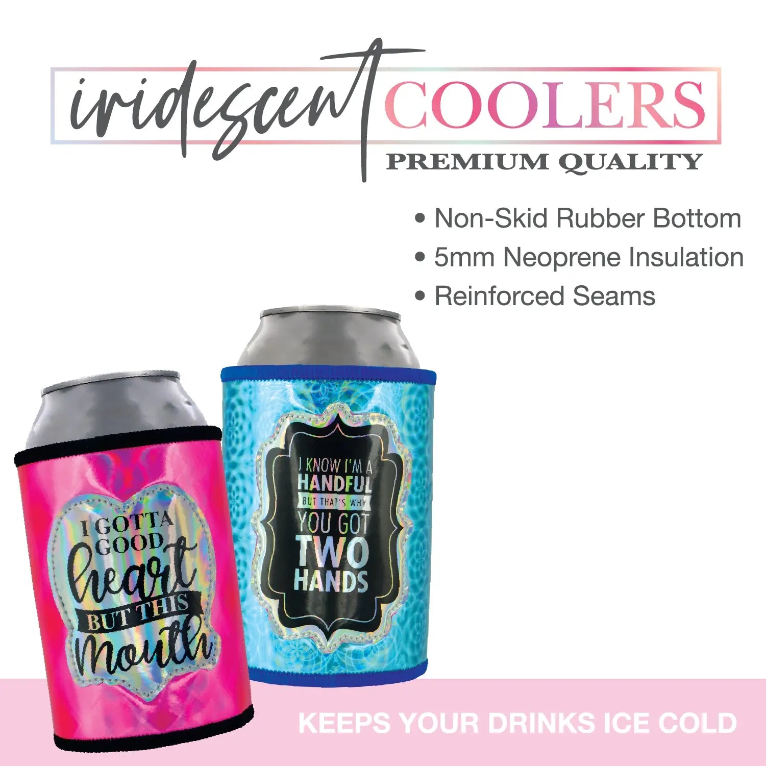 Neoprene Iridescent Can and Bottle Cooler - 6 Pieces Per Retail Ready Display 24676 POLAR GEAR