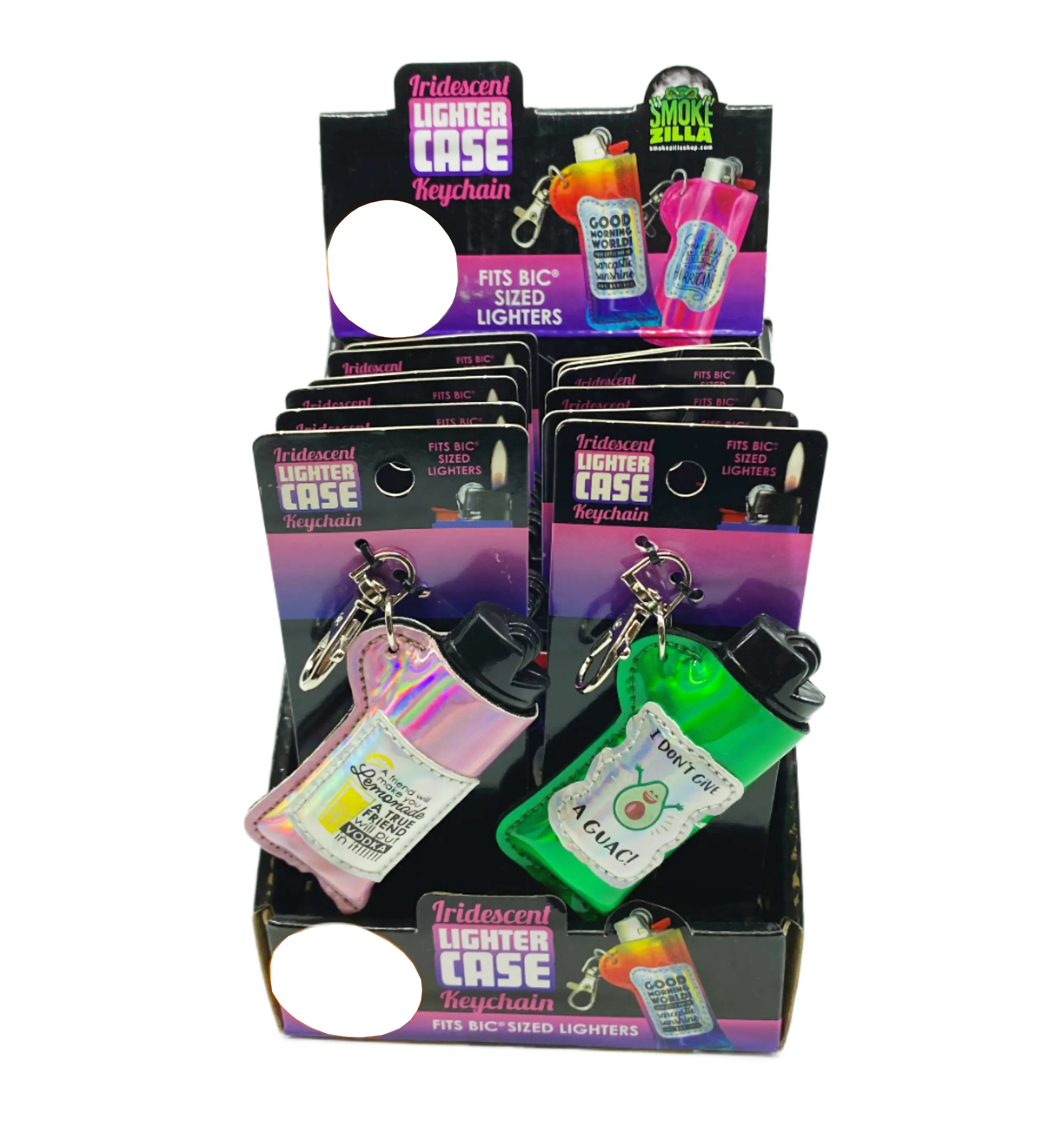 Iridescent Lighter Case Key Chain with Patch - 12 Pieces Per Retail Ready Display 24841 SMOKEZILLA