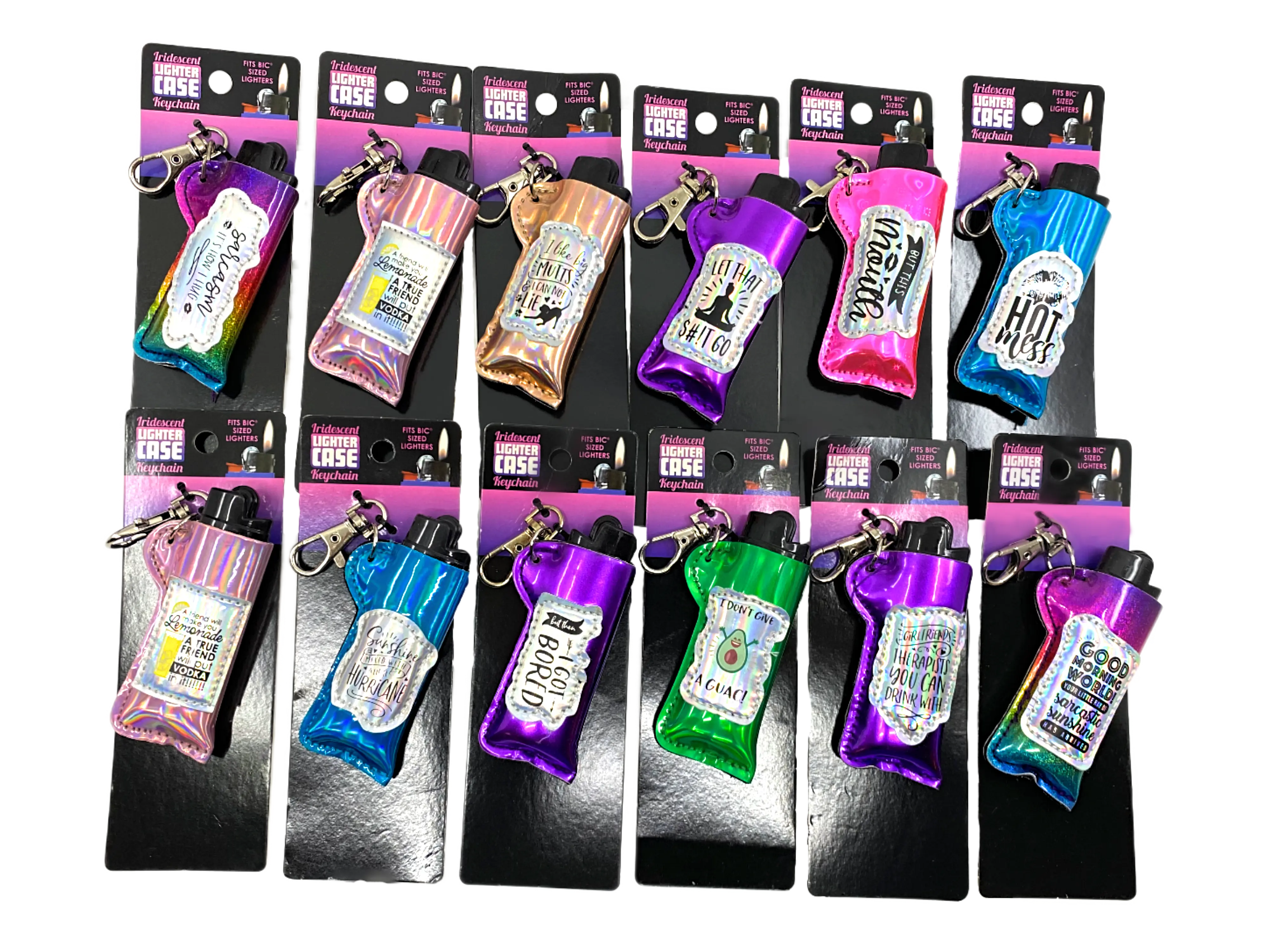 Iridescent Lighter Case Key Chain with Patch - 12 Pieces Per Retail Ready Display 24841 SMOKEZILLA