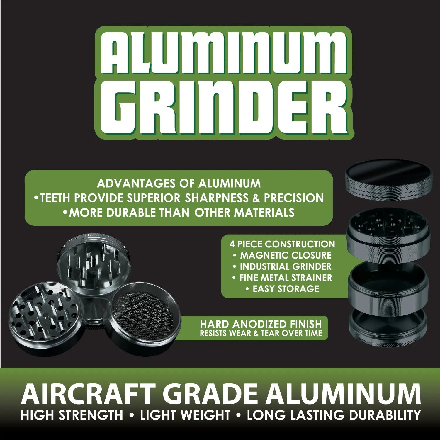Metal 4 Piece Grinder 63Mm - 6 Pieces Per Retail Ready Display 24865 SMOKEZILLA