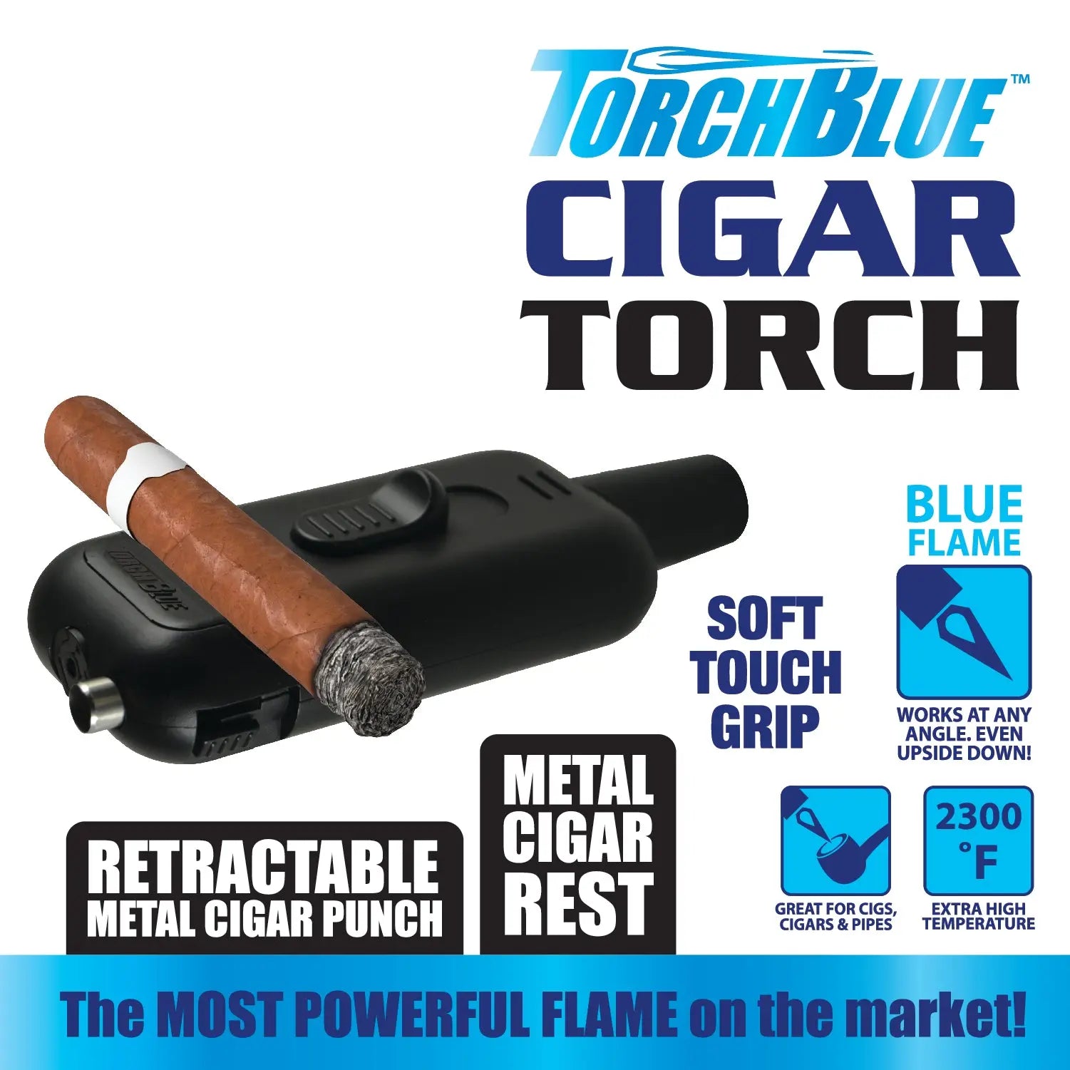 Cigar Torch Lighter with Metal Rest - 8 Pieces Per Retail Ready Display 24878 TORCH BLUE