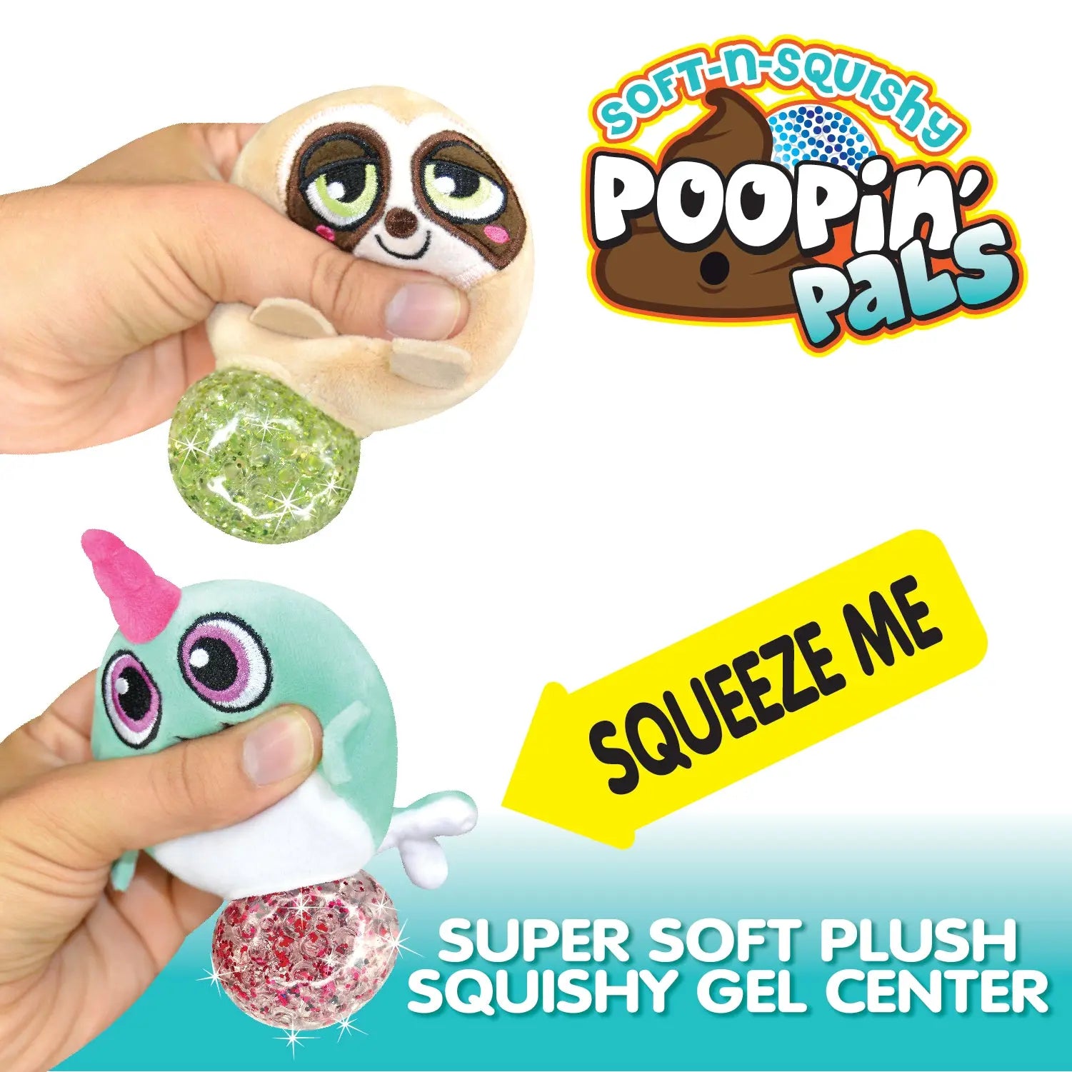 Squish and Squeeze Poopin' Pals Plush - 12 Pieces Per Retail Ready Display 24889 KIPP BROTHERS