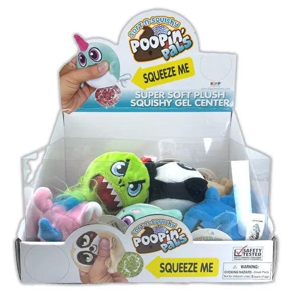 Squish and Squeeze Poopin' Pals Plush - 12 Pieces Per Retail Ready Display 24889 KIPP BROTHERS