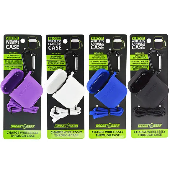 Earbud Case Silicone with Carabiner Clip - 8 Pieces Per Retail Ready Display 25032 GADGET GEAR