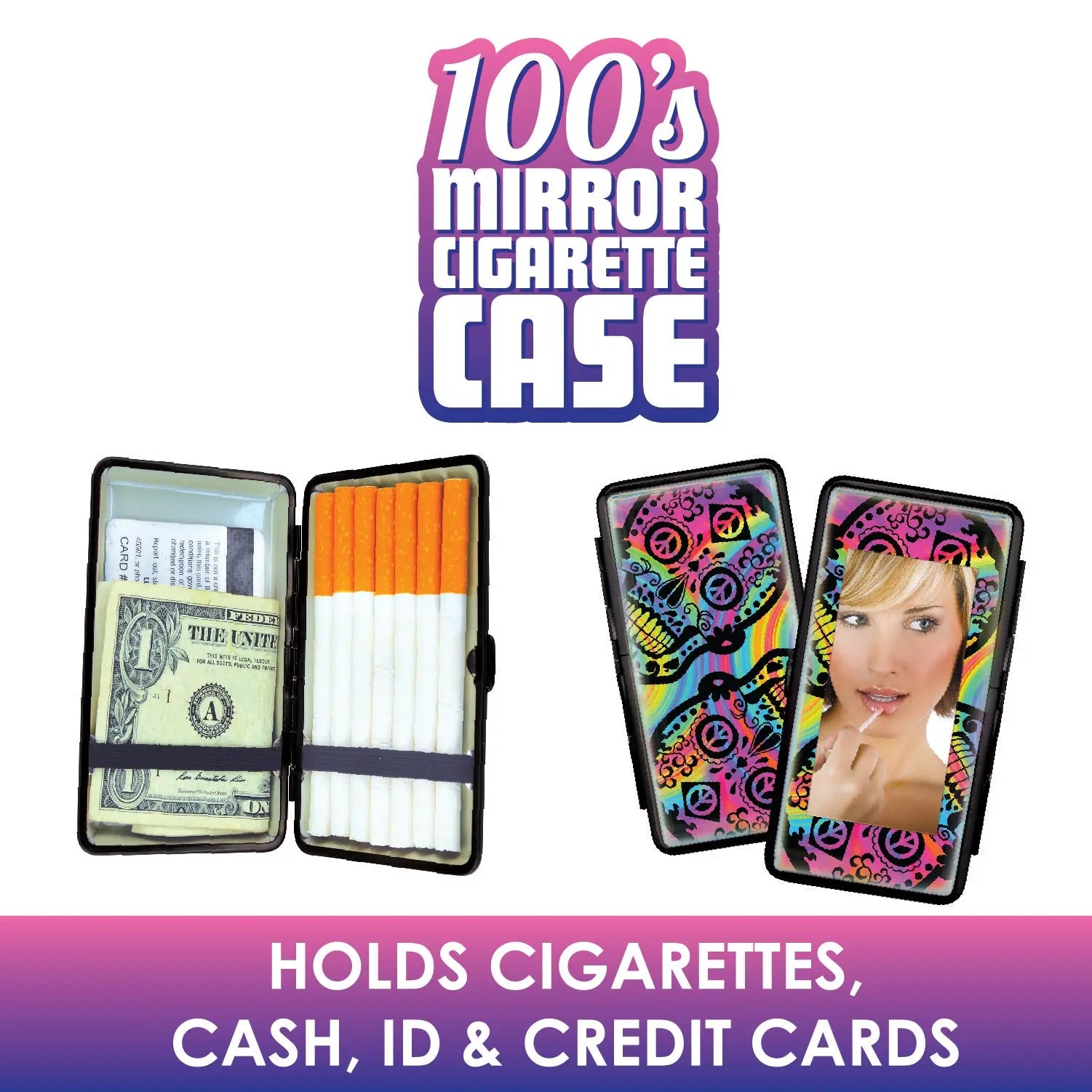 100s Cigarette Case with Mirror - 8 Pieces Per Retail Ready Display 25194 SMOKEZILLA