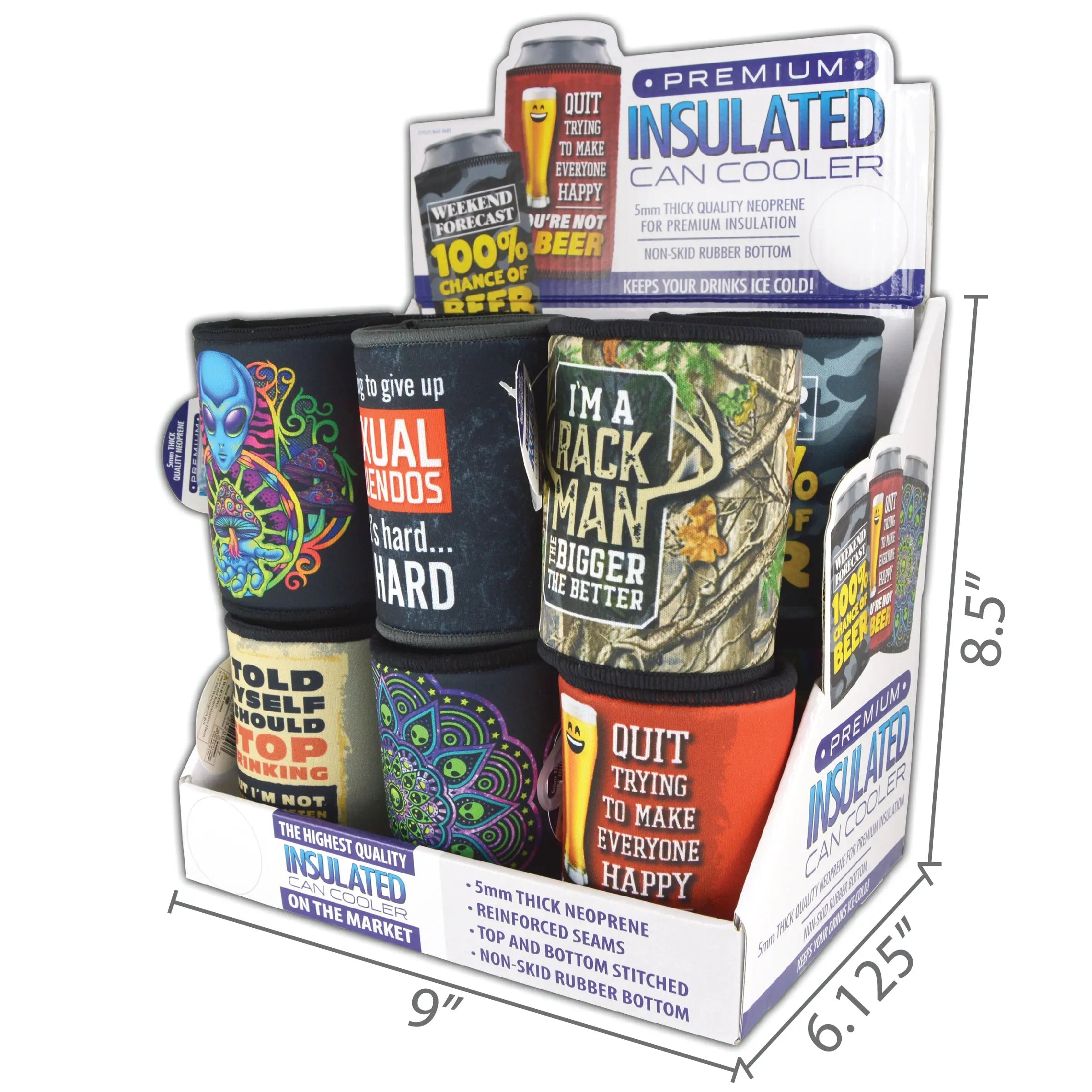 Neoprene Can and Bottle Cooler - 12 Pieces Per Retail Ready Display 25200 POLAR GEAR