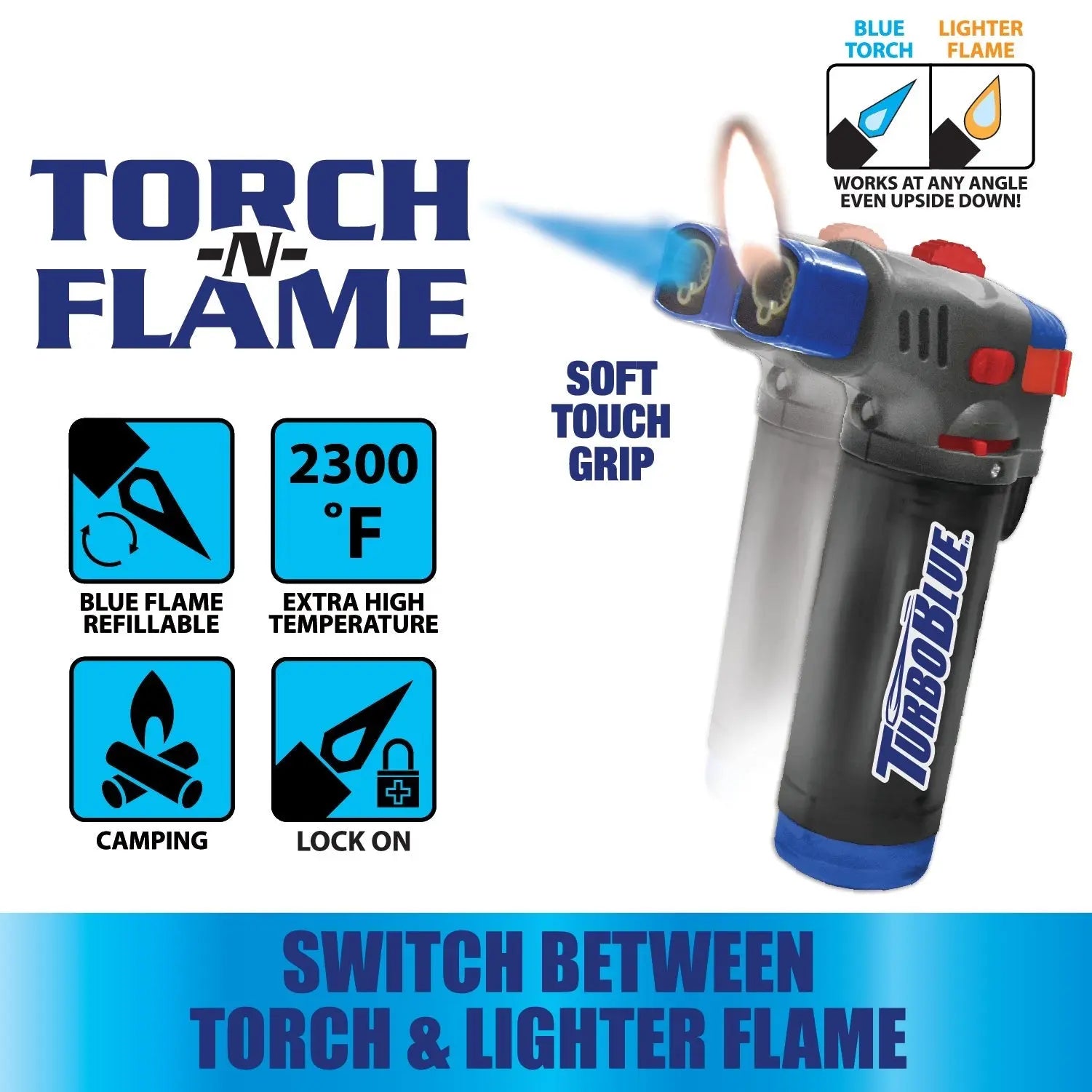 Dual Flame XXL Torch Lighter - 12 Pieces Per Retail Ready Display 25557 TORCH BLUE