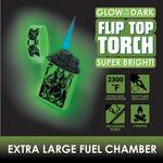 Glow in The Dark Flip Top Torch Lighter - 15 Pieces Per Retail Ready Display 22678 SMOKEZILLA
