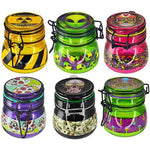 Glass Storage Jar with Clasp - 6 Pieces Per Retail Ready Display 25629 SMOKEZILLA