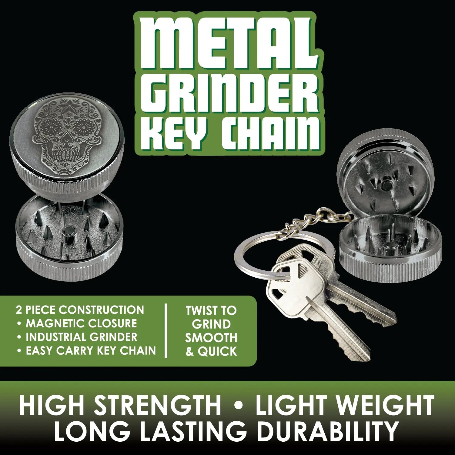 Metal Grinder Key Chain - 12 Pieces Per Retail Ready Display 25635 SMOKEZILLA