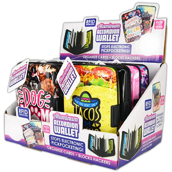 Aluminum Accordion RFID Blocking Wallet - 8 Pieces Per Retail Ready Display 25688 NOVELTY INC