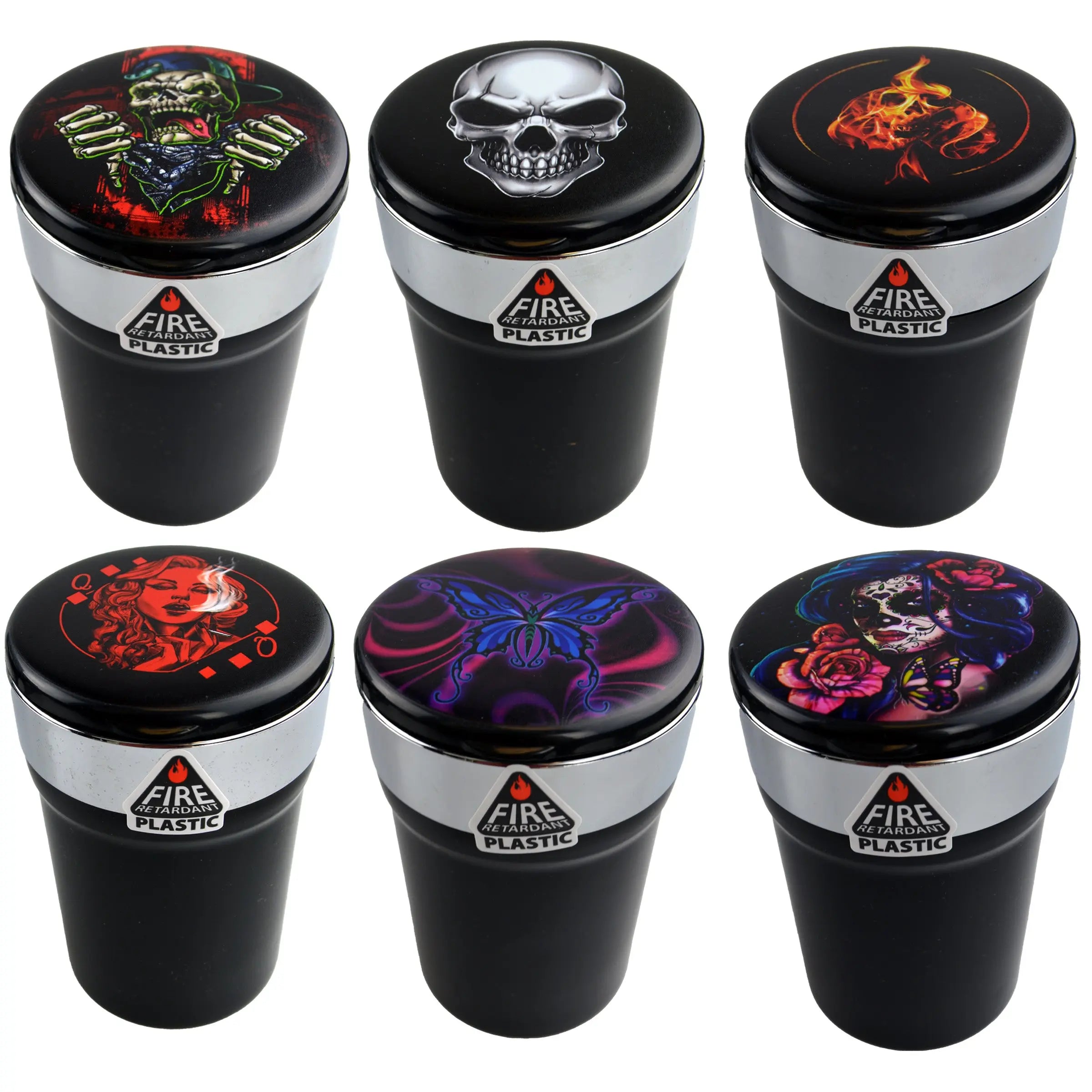 Printed Lid Butt Bucket Ashtray with LED Light - 6 Per Retail Ready Display 25814 SMOKEZILLA