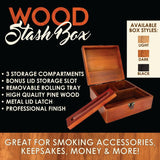 Large Wood Stash Box with Roll Tray - 3 Pieces Per Retail Ready Display 25899 SMOKEZILLA