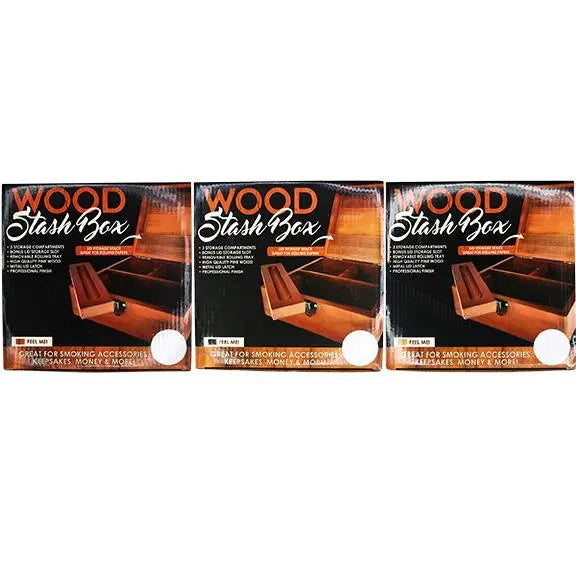 Large Wood Stash Box with Roll Tray - 3 Pieces Per Retail Ready Display 25899 SMOKEZILLA