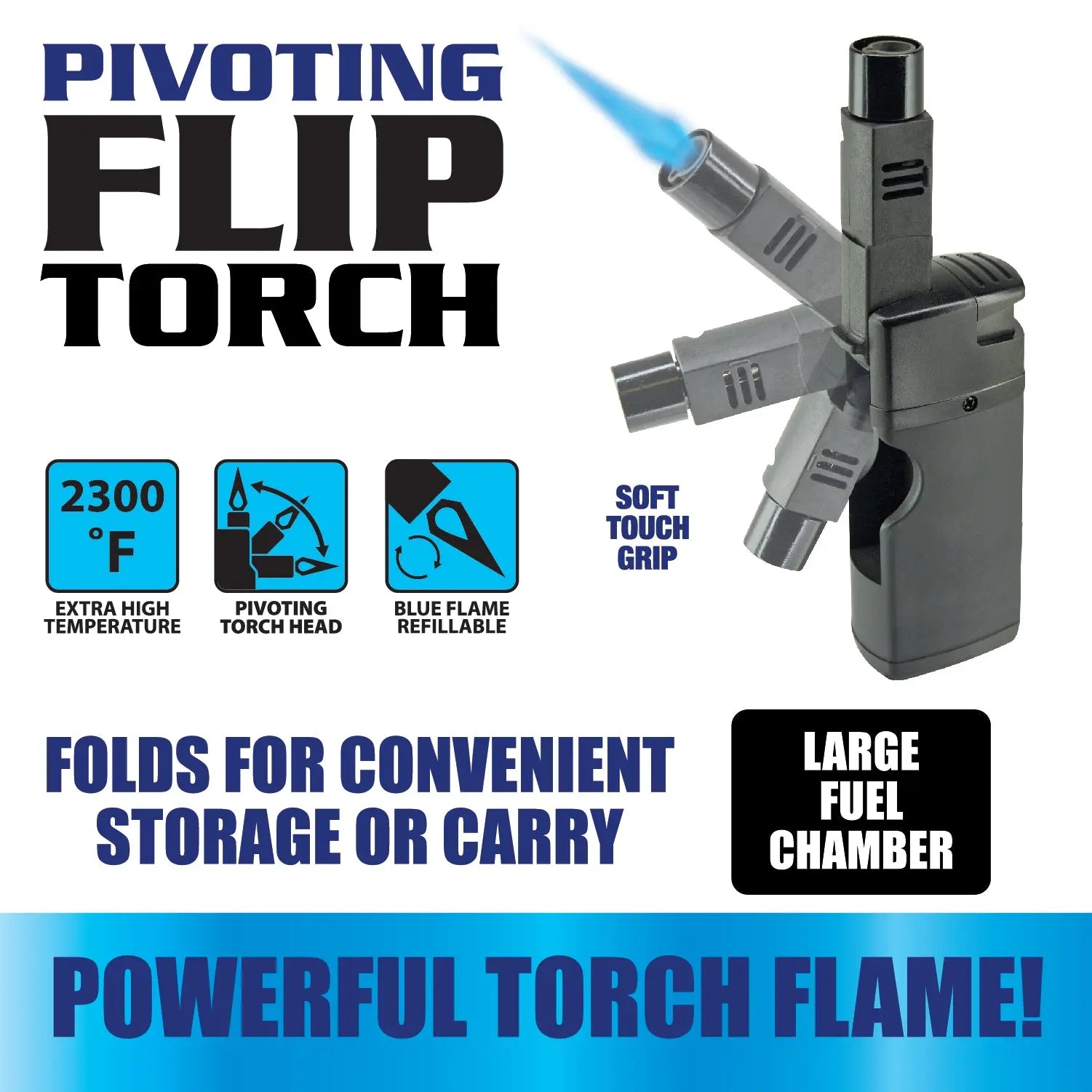 Pivot Head Flip Torch Lighter Blister Pack - 12 Pieces Per Retail Ready Display 25927Mn TORCH BLUE