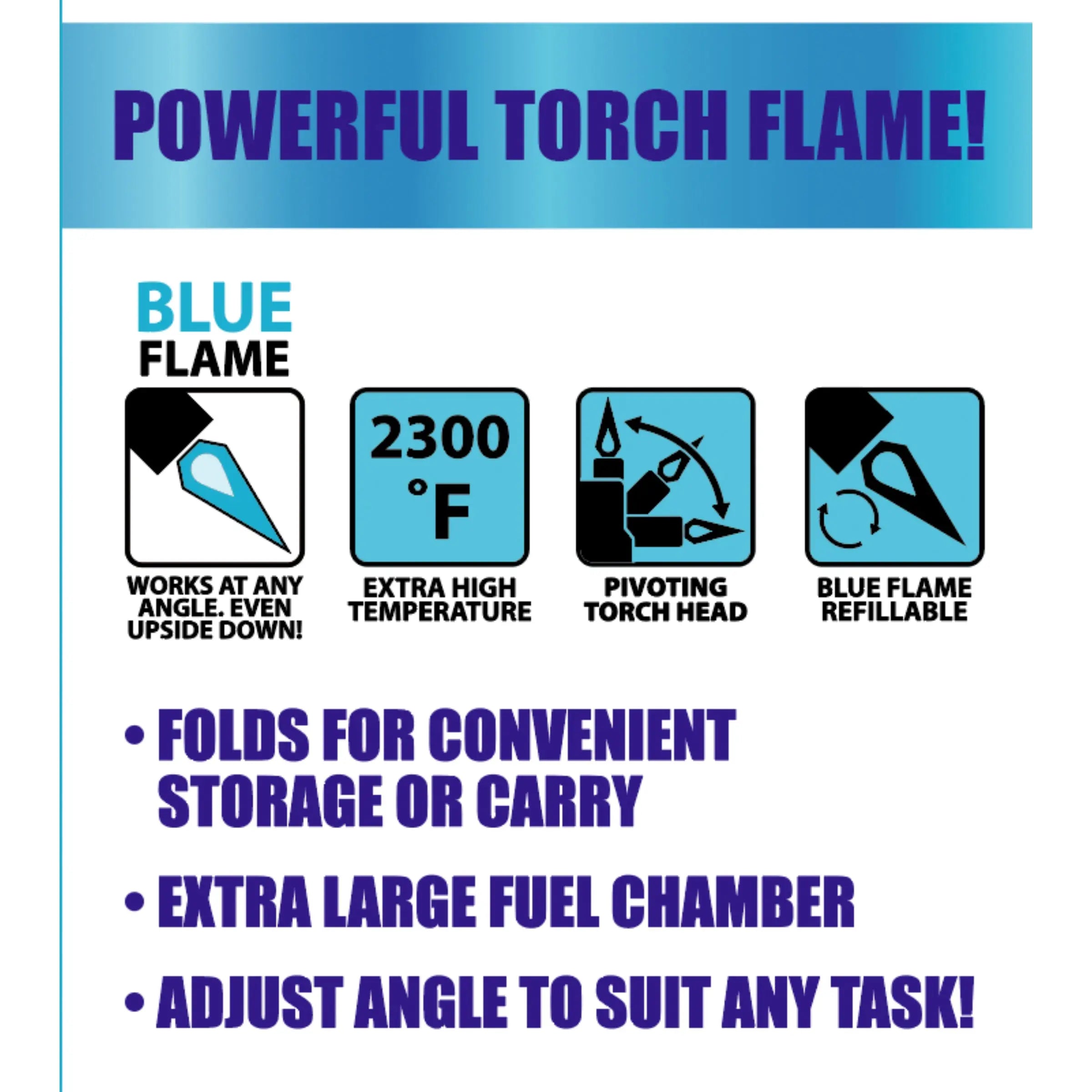 Pivot Head Flip Torch Lighter Blister Pack - 12 Pieces Per Retail Ready Display 25927Mn TORCH BLUE