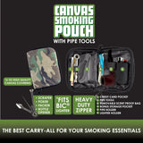 Canvas Smoking Pouch with Zipper  - 6 Pieces Per Retail Ready Display 26016 SMOKEZILLA