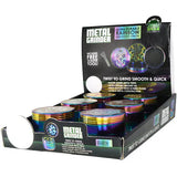 Metal 4 Piece Iridescent Grinder with Magnetic Closure - 6 Pieces Per Retail Ready Display 26034 SMOKEZILLA