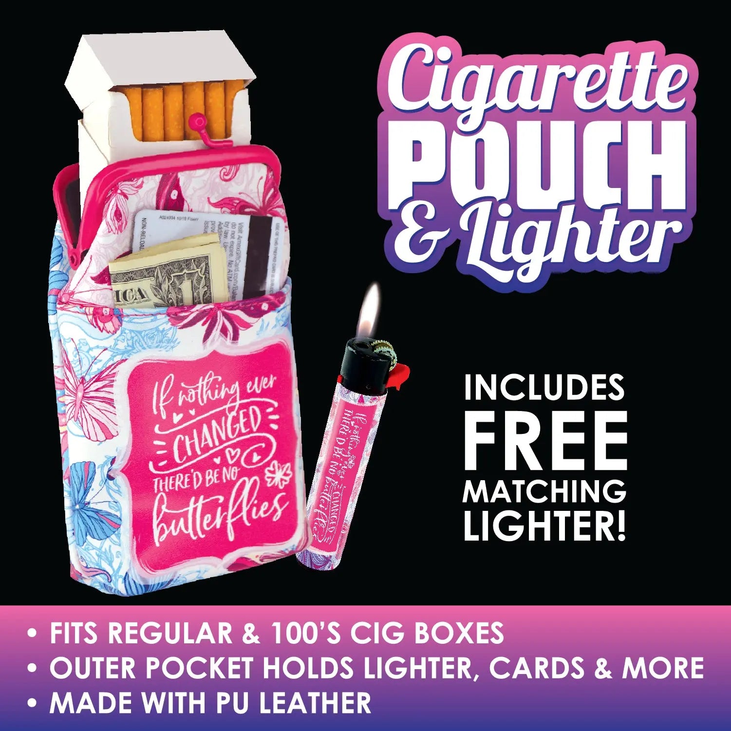 Canvas Cigarette Pouch with Matching Lighter - 12 Pieces Per Retail Ready Display 26036 SMOKEZILLA