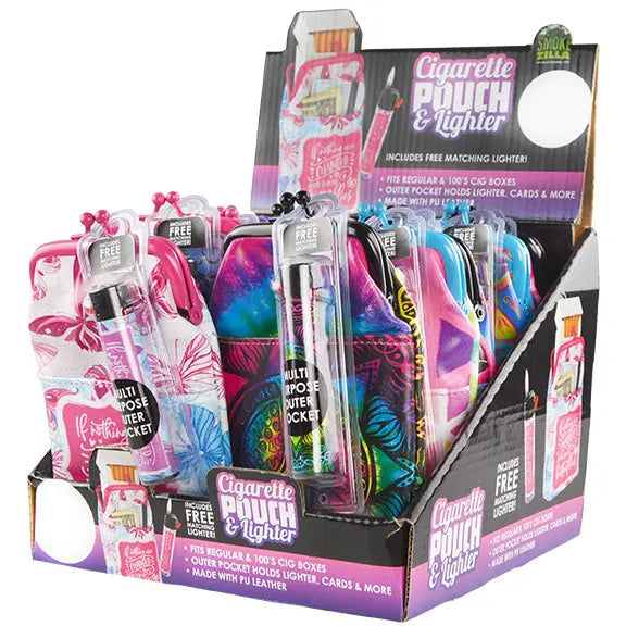 Canvas Cigarette Pouch with Matching Lighter - 12 Pieces Per Retail Ready Display 26036 SMOKEZILLA