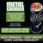 Metal 4 Piece Grinder with Dome Lid - 6 Pieces Per Retail Ready Display 26050 SMOKEZILLA