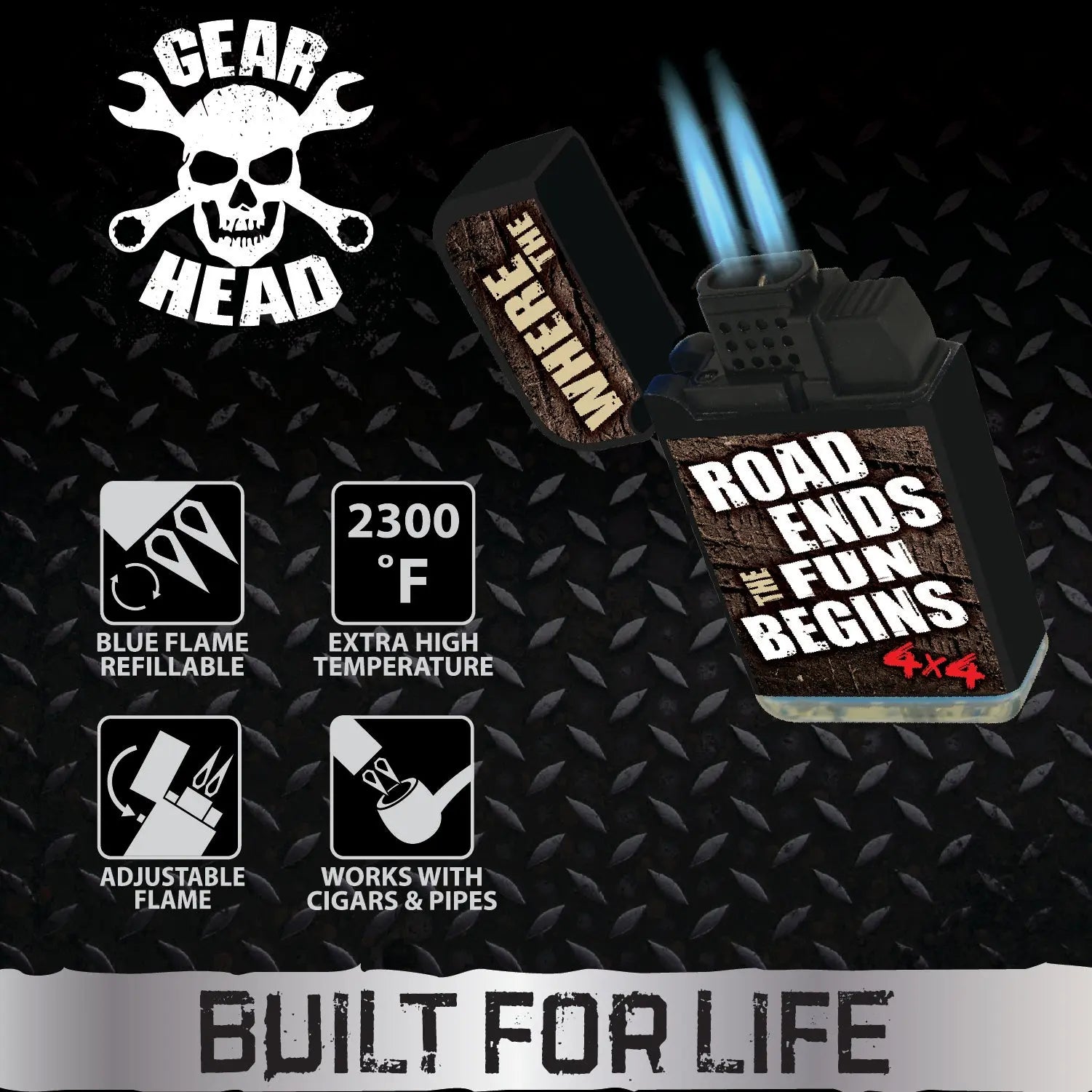 Gear Head Dual Torch Lighter - 15 Pieces Per Retail Ready Display 26076 SMOKEZILLA