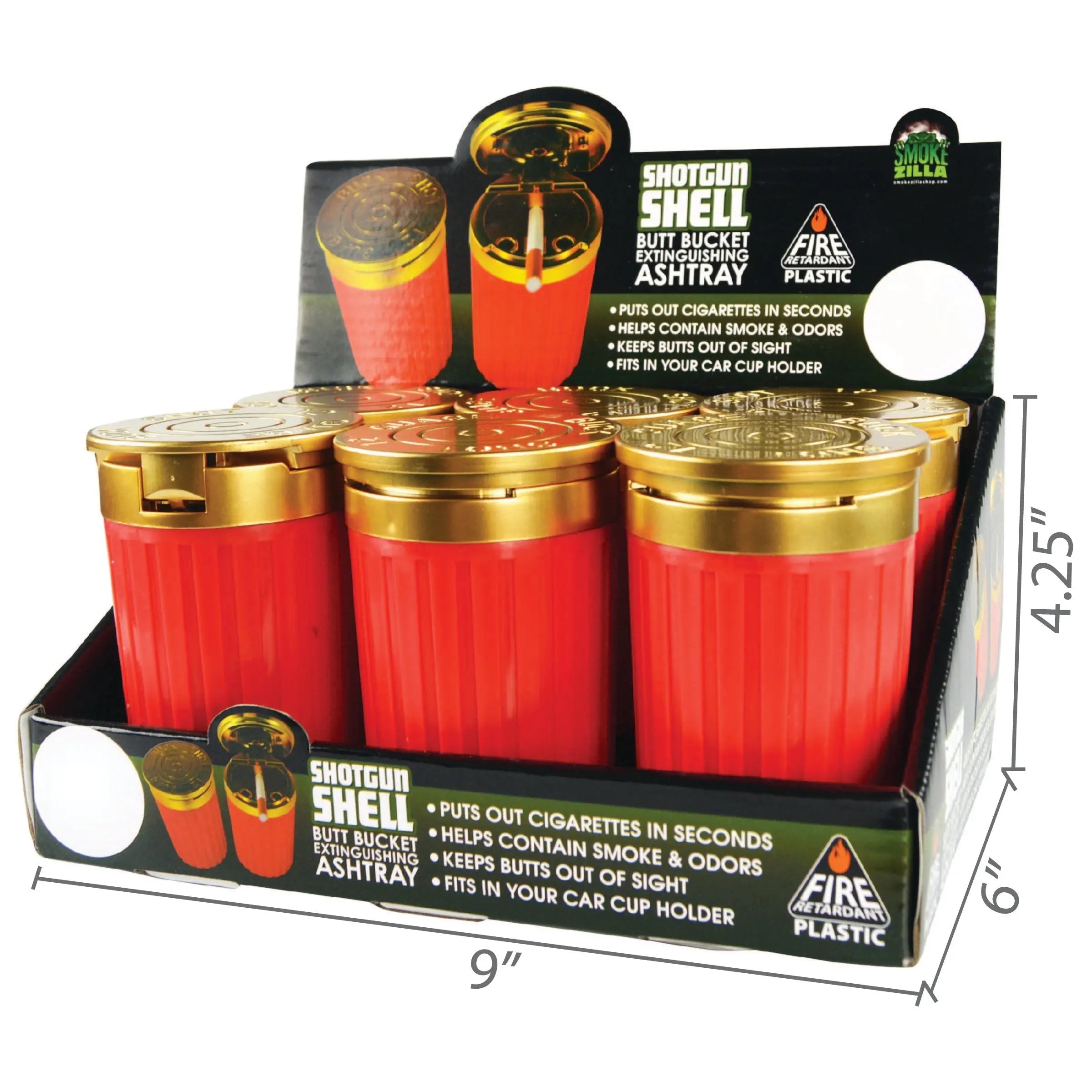 Shot Gun Shell Butt Bucket Ashtray - 6 Per Retail Ready Display 26105 SMOKEZILLA