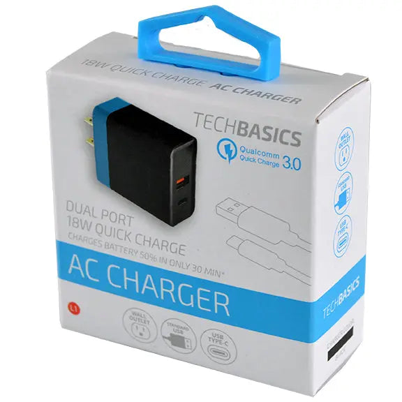 AC Wall Charger with Dual USB / USB-C Ports 2.4 Amp - 5 Pieces Per Pack 26236 NOVELTY INC
