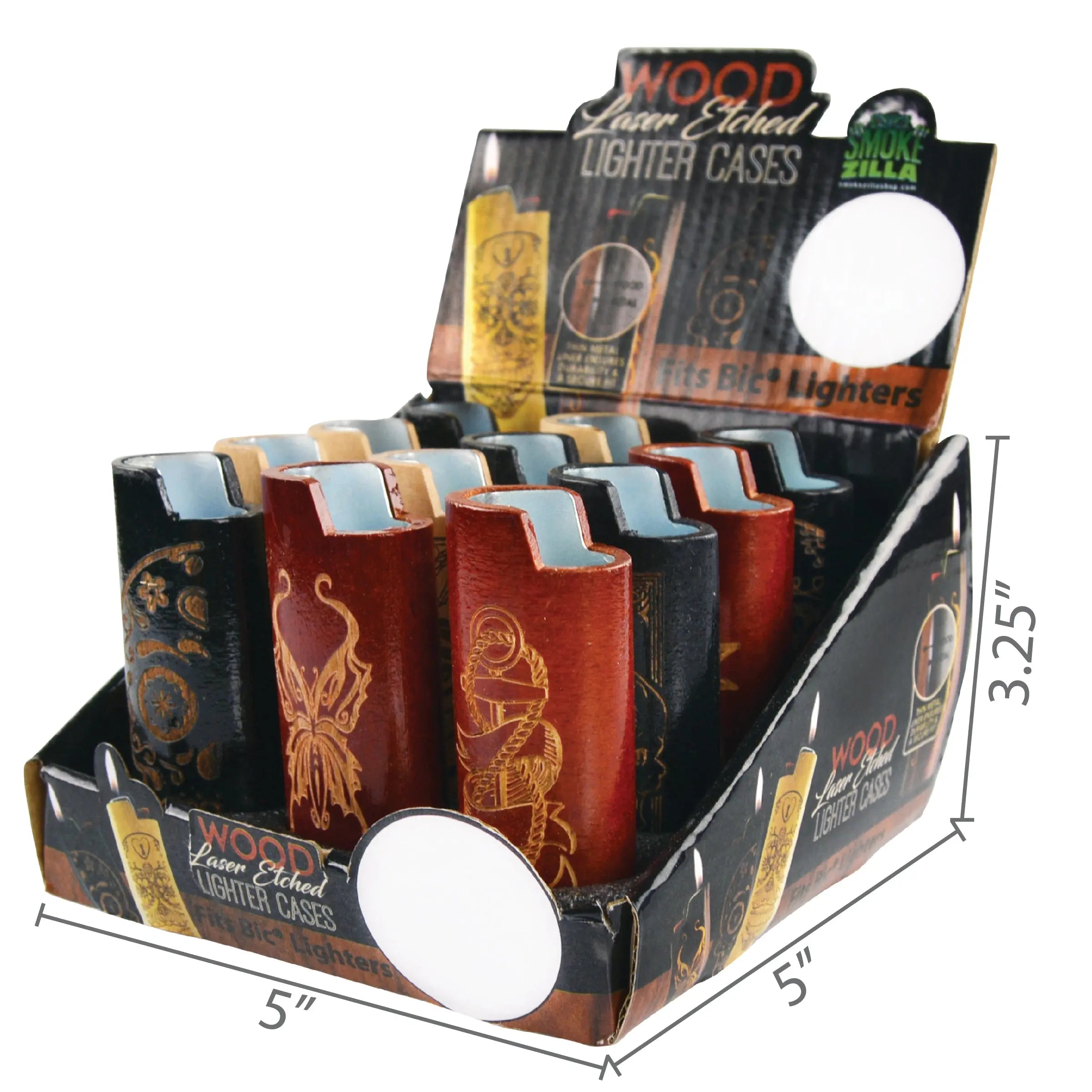 Wood Lighter Case - 12 Pieces Per Retail Ready Display 26433 SMOKEZILLA