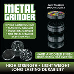Metal 4 Piece Grinder with Printed Top - 6 Pieces Per Retail Ready Display 26439 SMOKEZILLA