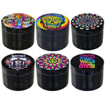 Metal 4 Piece Grinder with Printed Top - 6 Pieces Per Retail Ready Display 26439 SMOKEZILLA