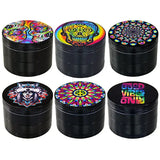 Metal 4 Piece Grinder with Printed Top - 6 Pieces Per Retail Ready Display 26439 SMOKEZILLA