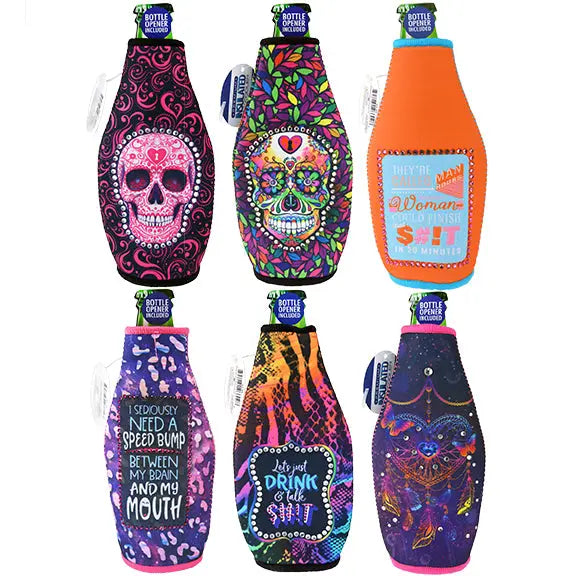 Neoprene Rhinestone Bottle Suit Cooler - 6 Per Retail Ready Display 26449 POLAR GEAR
