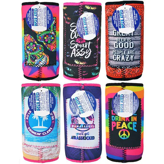 Neoprene Slim Can Cooler - 6 Pieces Per Retail Ready Display 26582 POLAR GEAR