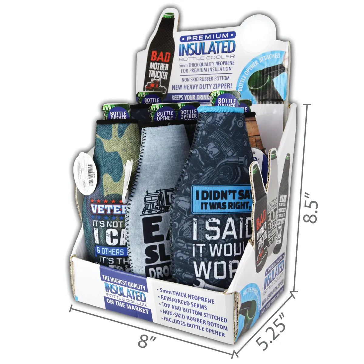 Neoprene Can and Bottle Cooler - 6 Pieces Per Retail Ready Display 26612 POLAR GEAR