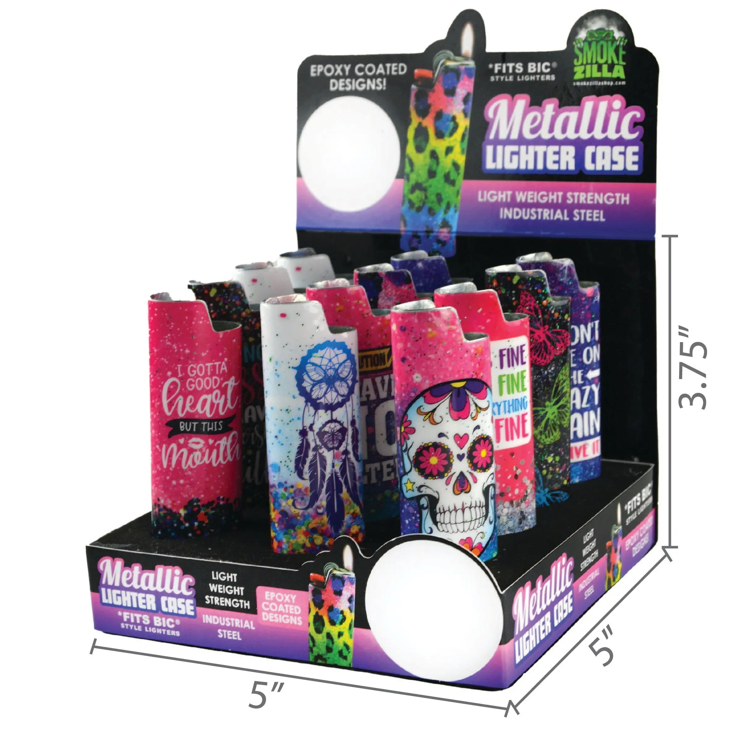 Epoxy Metal Lighter Case - 12 Pieces Per Retail Ready Display 26630 SMOKEZILLA