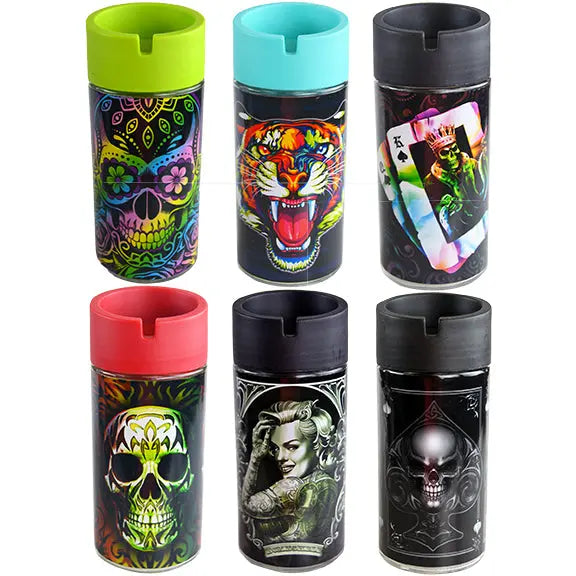 Full Print Glass Butt Bucket Ashtray - 6 Per Retail Ready Display 26636 SMOKEZILLA