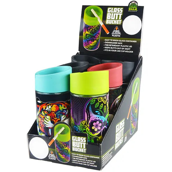 Full Print Glass Butt Bucket Ashtray - 6 Per Retail Ready Display 26636 SMOKEZILLA