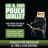 Leatherette Cigarette Pouch with Coin Wallet - 6 Pieces Per Retail Ready Display 27891 SMOKEZILLA